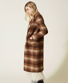 Chequered double wool cloth coat Camel / Black Check Woman 222TP2190-02