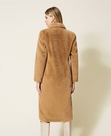 Double-breasted faux fur coat "Dune" Beige Woman 222TP2180-03