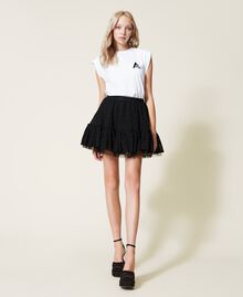 Lace and tulle mini skirt Black Woman 222AP2484-02