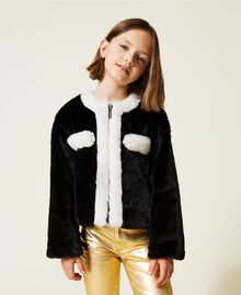 Two-tone faux fur jacket Bicolour Black / Off White Child 222GJ2170-01