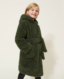Faux fur long coat "Cypress" Green Child 222GJ220A-03