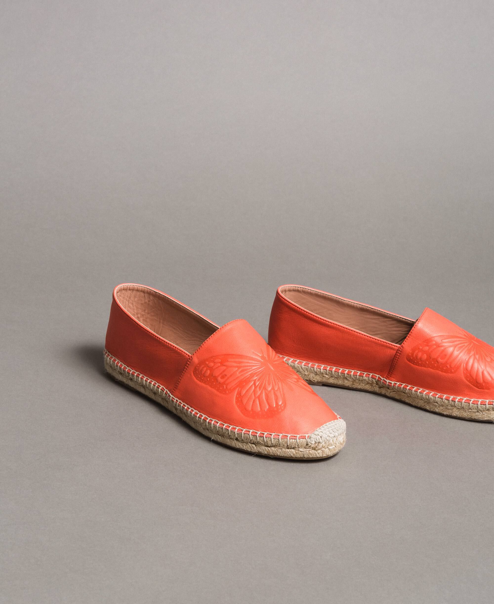 Leather espadrilles with butterfly 