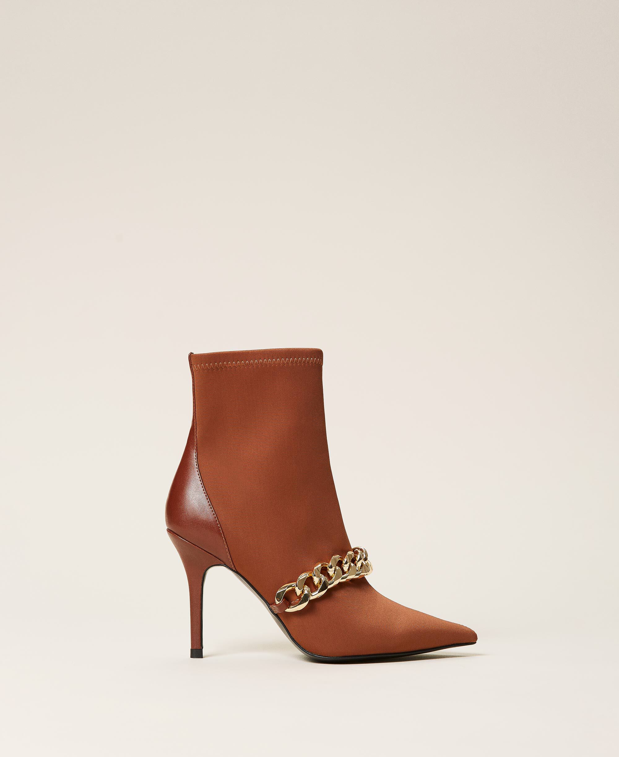 Ankle boots with chain Woman, Brown 