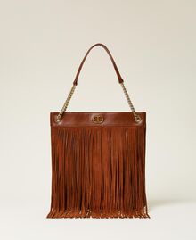 Leather bag with fringes Dark Hide Woman 212TD8010-03