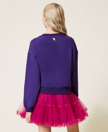 Boxy sweatshirt with print "Indigo" Purple Woman 222AP2153-04