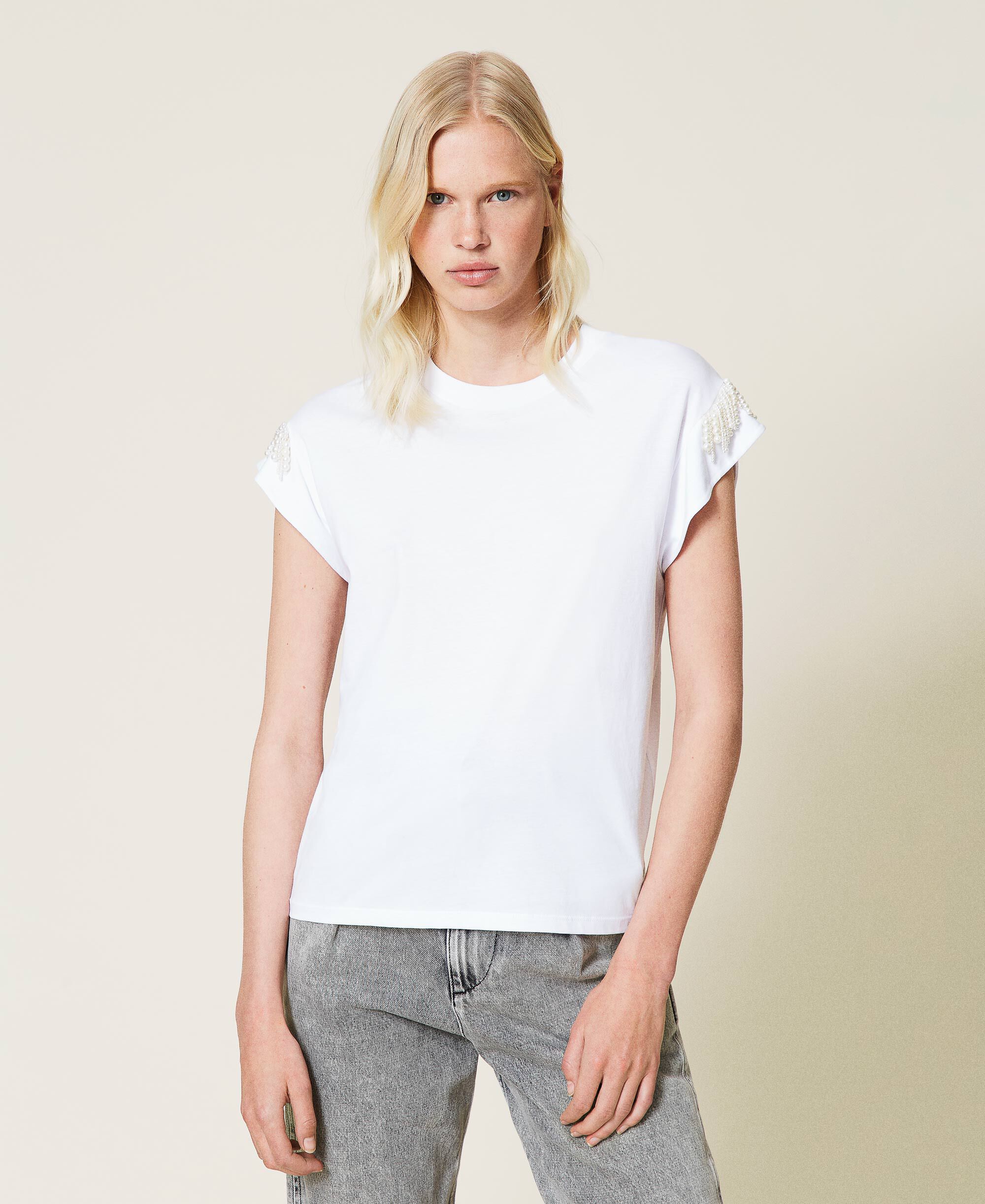 Twin-Set Womens MCBI37547 White Viscose T-Shirt