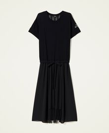 Robe longue en maille avec plissé Noir Femme 221AT3114-0S