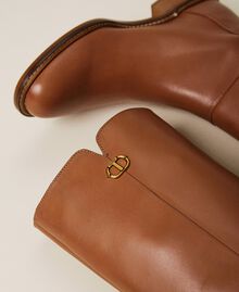 Leather boots with logo Brown Sugar Woman 222TCP220-04