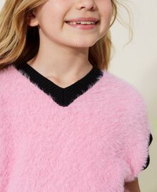 Fur stitch knitted gilet "Sunrise" Pink Child 222GJ308E-05