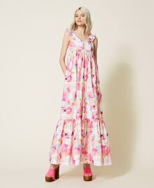 Floral poplin long dress "Hot Pink” Nuances Woman 221AT2480-02