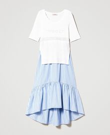 Robe en maille et popeline avec logo Blanc « Neige »/Rayé Bleu Femme 231TP3053-0S