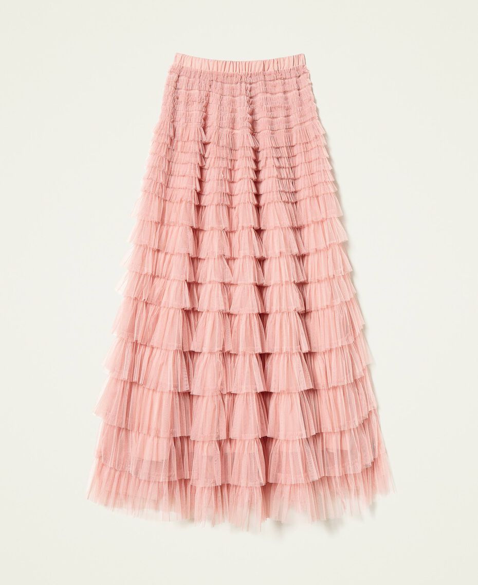 Pleated tulle long skirt Parisienne Pink Woman 222TP2111-0S