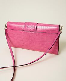 Shoulder bag with Oval T clasp Pink Crocodile Print Woman 222TD8053-04