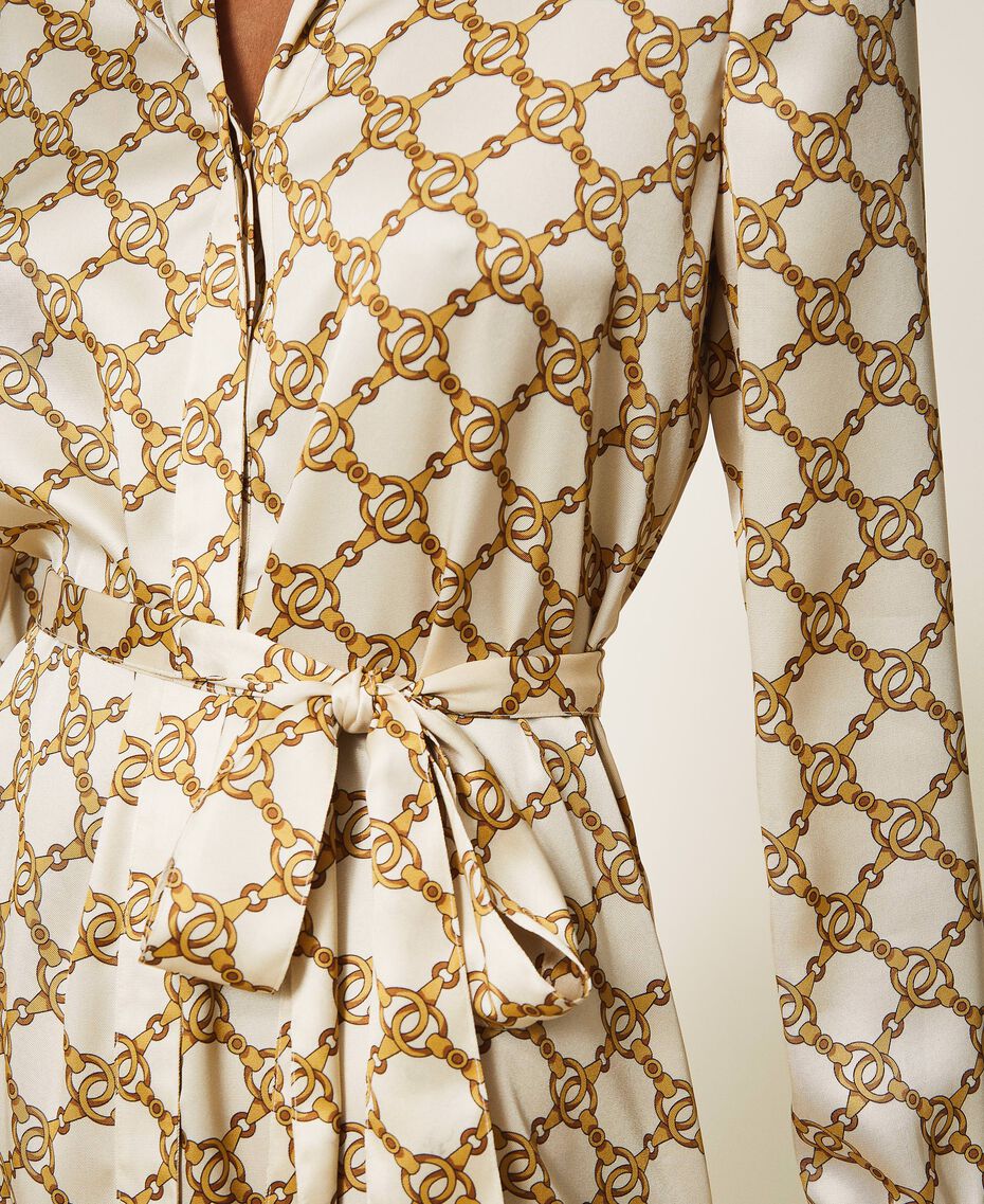 A menudo hablado tramo Lío Chain print shirt dress Woman, Beige | TWINSET Milano