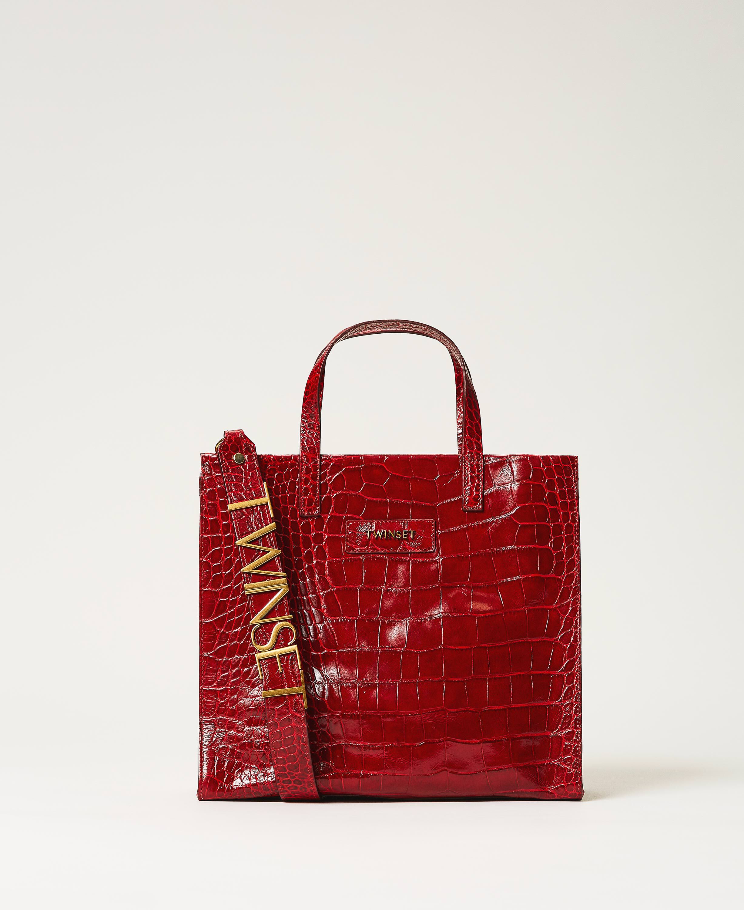 Medium leather Twinset Bag shopper Woman, Black | TWINSET Milano