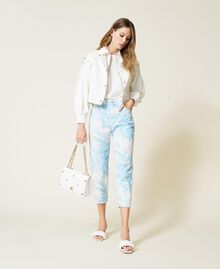 Pantalon avec imprimé floral toile de Jouy Imprimé Fleur Sanderson Blanc « Neige »/Bleu Femme 221TP275A-0T