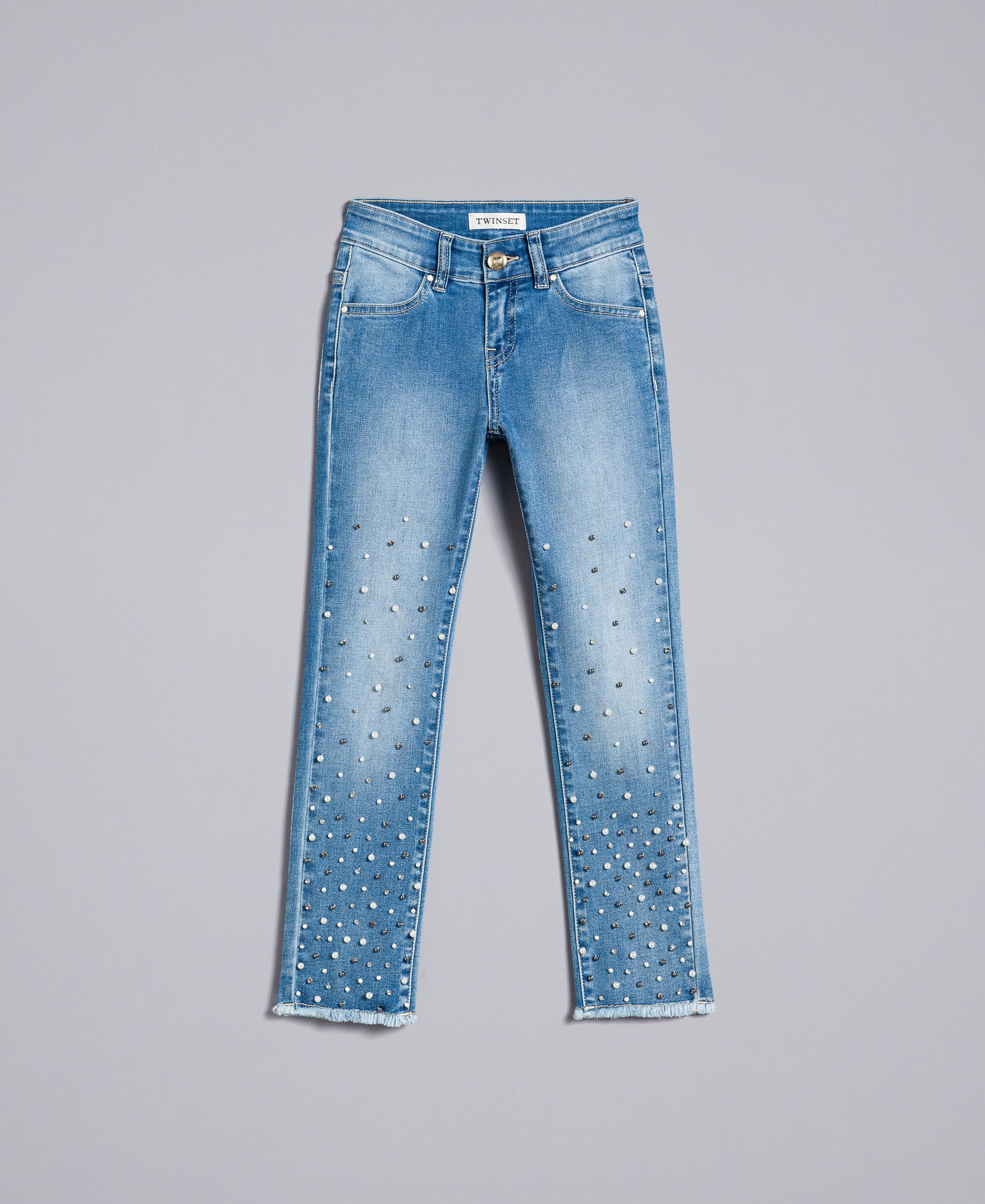 jeans with pearls and rhinestones