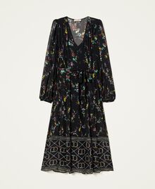 Long dress with floral logo print Oval T / Black Ramage Design Woman 222TT2531-0S