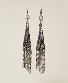 Metal mesh earrings with fringes Nickel Free Silver Woman 222TA4010-01
