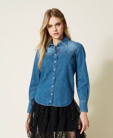 Camicia in jeans con schiariture Blu "Denim Medio" Donna 222TT2163-02