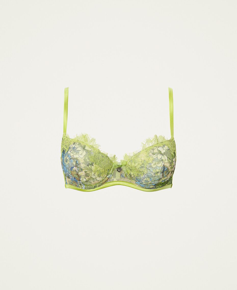 Soutien-gorge à armatures en tulle et dentelle Imprimé Paisley Vert « Green Oasis » Femme 221LL6E55-0S