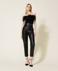 Leather-like trousers with buckle