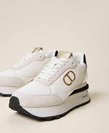 Leather trainers with logo White Woman 222TCP080-02