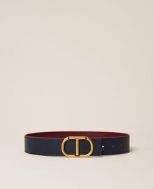 Reversible leather belt with logo Two-tone Grape / "Dress" Blue Woman 222TA4064-01