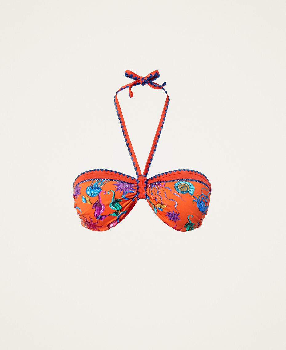 Haut de maillot de bain bandeau avec imprimé et broderie Orange « Orange Sun » Femme 221LBMA11-0S