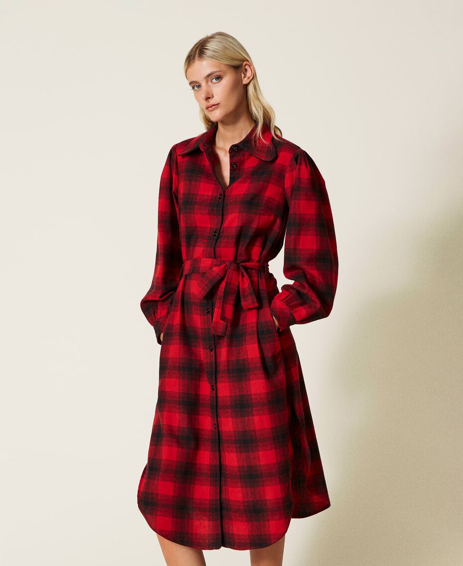 Chequered shirt dress Ardent Red / Black Check Woman 222LL2G11-01