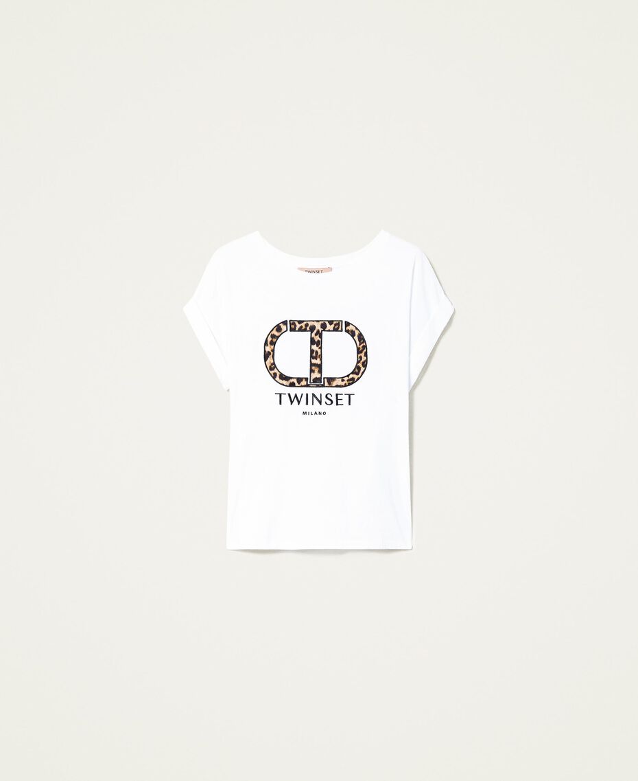 T-shirt avec logo animalier Blanc Femme 222TP2152-0S