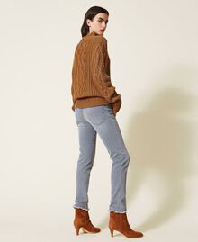 Skinny jeans with raw cut hem Grey Denim Woman 222TT2450-03