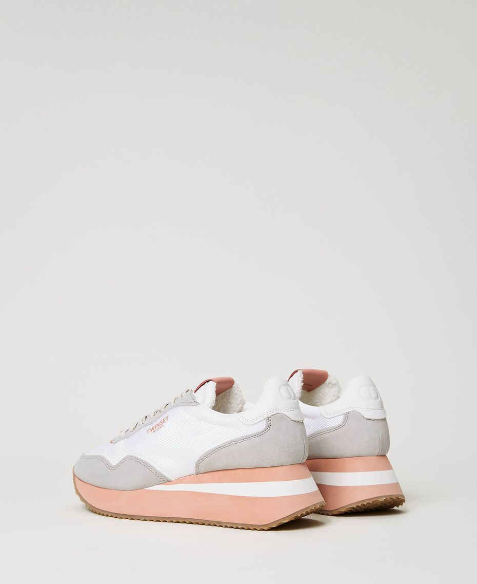 Wedge trainers with coloured sole Two-tone Optical White / Mousse Pink Woman 231TCP016-03