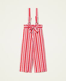 Pantalon cropped rayé avec bretelles Imprimé Rayure Rouge « Fire Red » Enfant 221GJ2123-0S