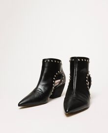 Ankle boots with cutout and studs Woman, Black | TWINSET Milano