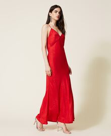 Long jacquard satin dress Poppy Red Woman 222TT2124-02