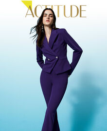 Double-breasted flannel blazer "Indigo" Purple Woman 222AP2760-01