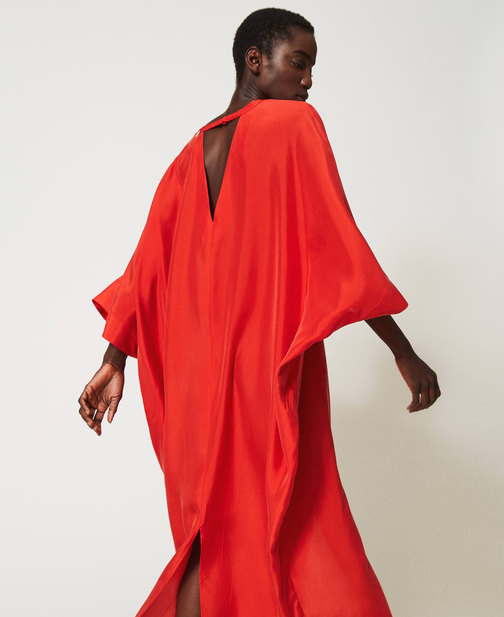 Habutai silk kaftan dress Woman, Red | TWINSET Milano