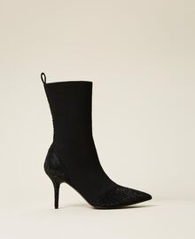 Sock boots with rhinestones Black Woman 222ACP244-01