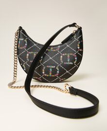 'Moon' hobo bag with double shoulder strap and logo Flower / Black Oval T Design Woman 222TD8112-04