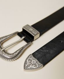 Leather belt with Texas buckle Black Woman 221TA401B-02