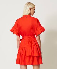 Poplin dress with flounces "Coral" Red Woman 211TT2459-04