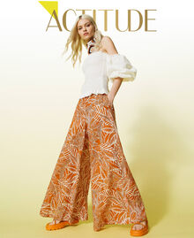 Pantalon palazzo en mousseline imprimée Imprimé « Summer »/Orange « Spicy Curry » Femme 221AT2650-01