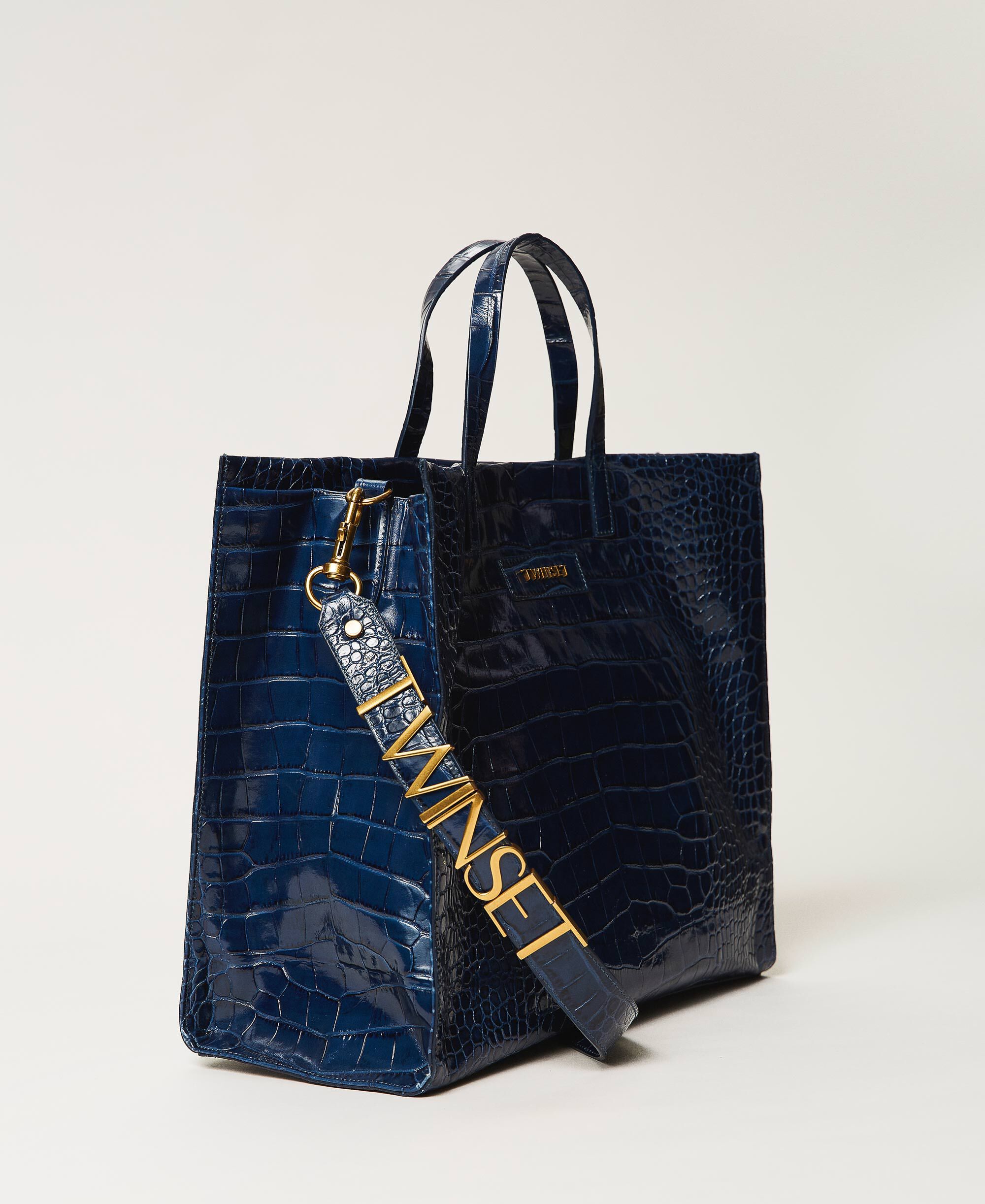 vecino Estar confundido Interpretación Bolso shopper Twinset Bag grande de piel Mujer, Azul | TWINSET Milano