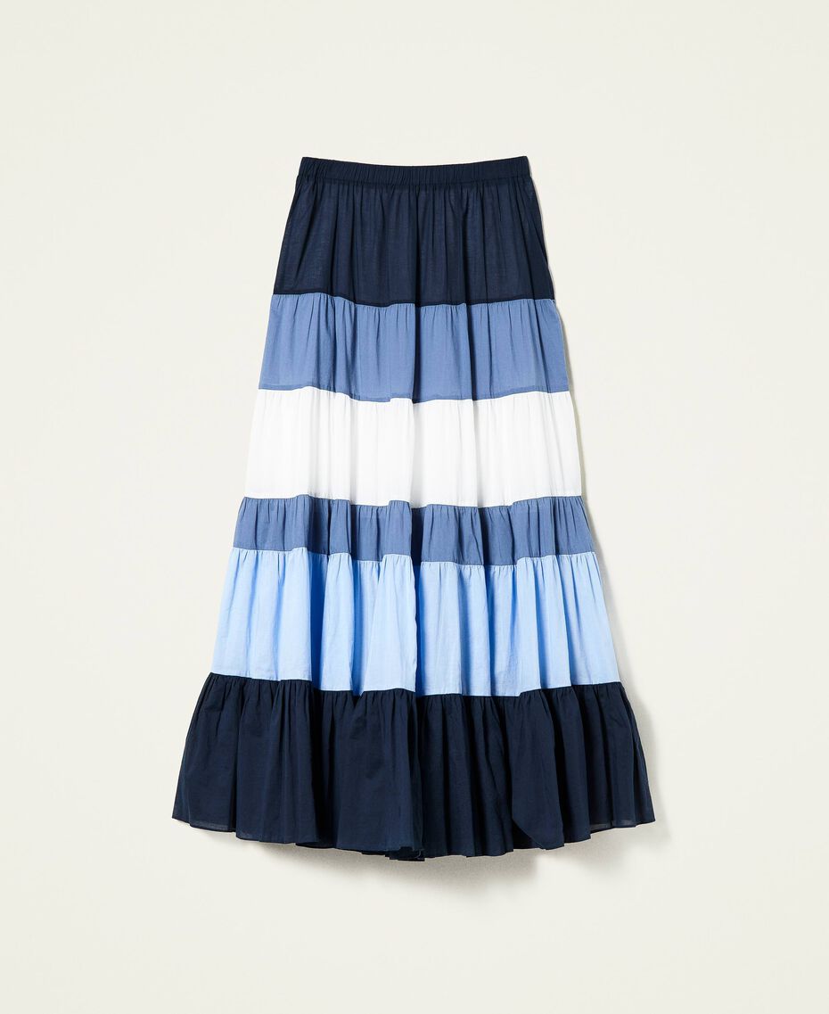 Jupe longue en mousseline color block Multicolore Bleu « Placid Blue » Femme 221LM2FCC-0S