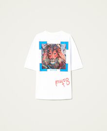 T-shirt Myfo avec imprimé lion Blanc Unisexe 999AQ2098-0S