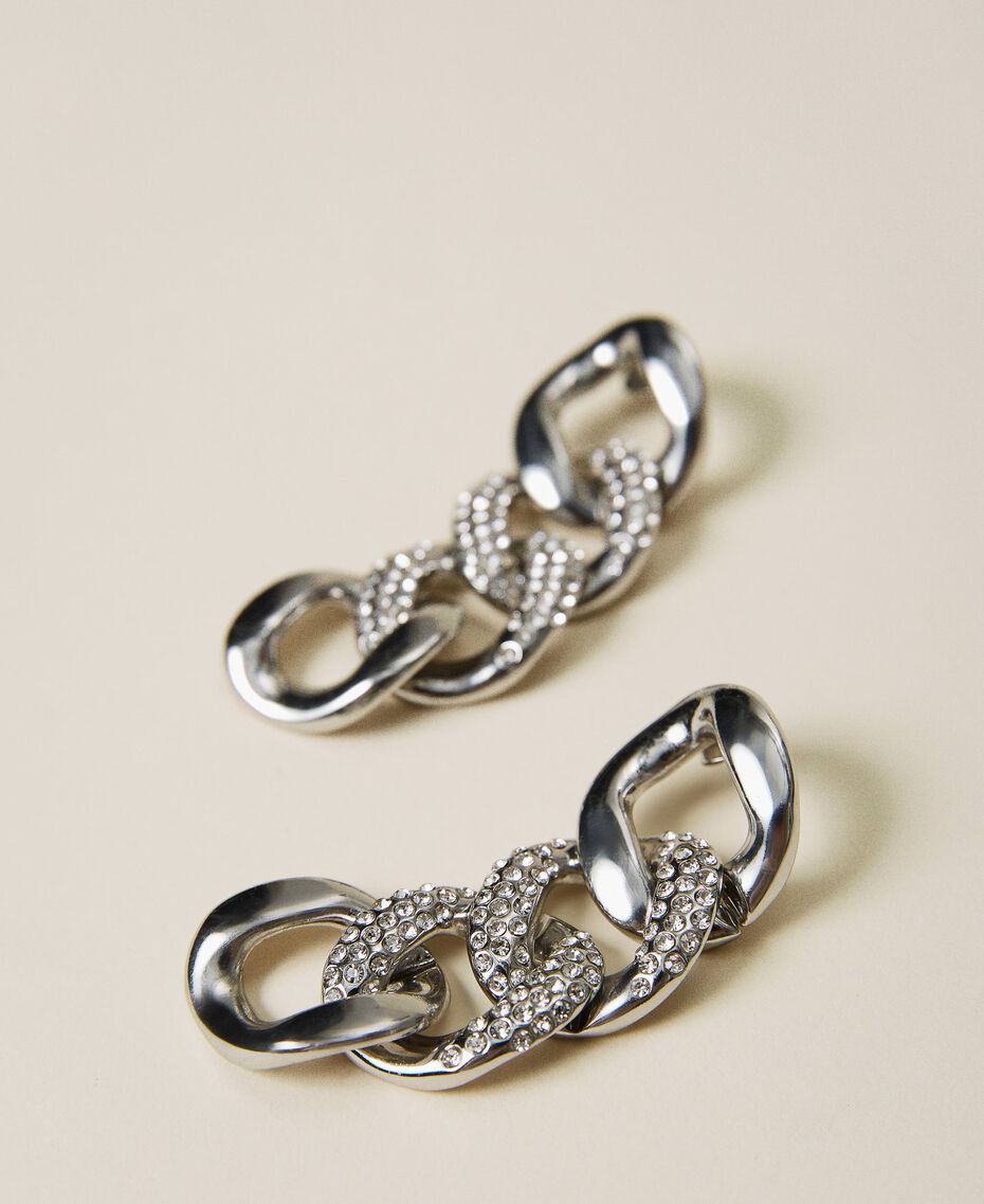 Chain earrings with rhinestones Nickel Free Silver Woman 222TA401L-02