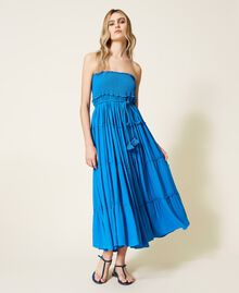 Jupe-robe en crépon Cosmic Blue Femme 221LB2DEE-05