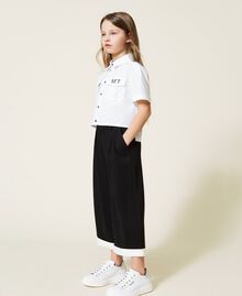 Pantalon cropped avec bas contrasté Bicolore Noir / Blanc Cassé Enfant 221GJ2232-02