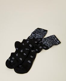 Chaussettes jacquard avec motif bandana Jacquard Bandana Noir/Blanc « Neige » Femme 221TA4120-03